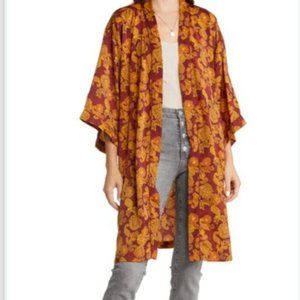 Treasure & Bond Burgundy & Paisley Print Duster One size NWT